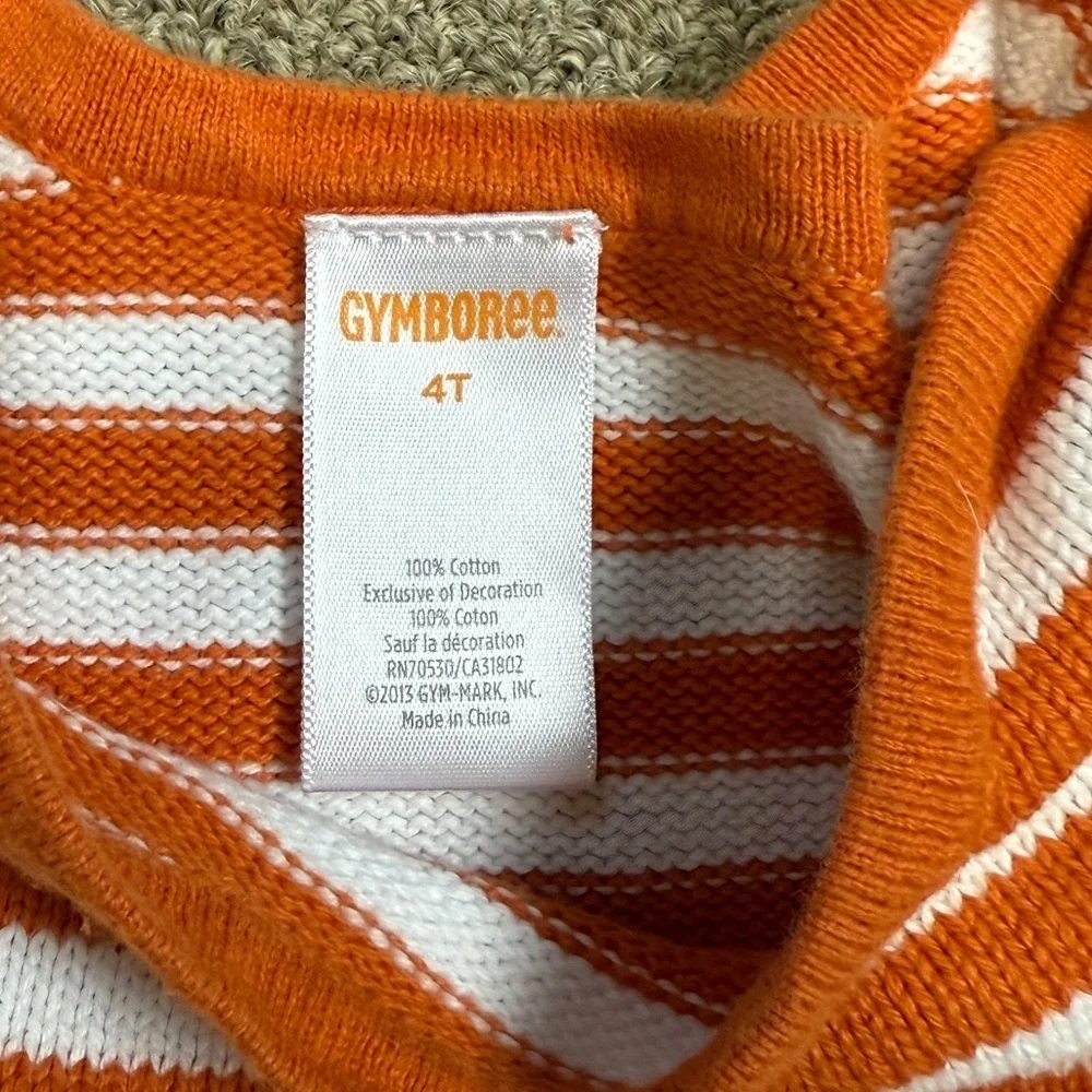 Gymboree: Girls Orange and White Stripe Pumpkin Knit Dress, Size 4T